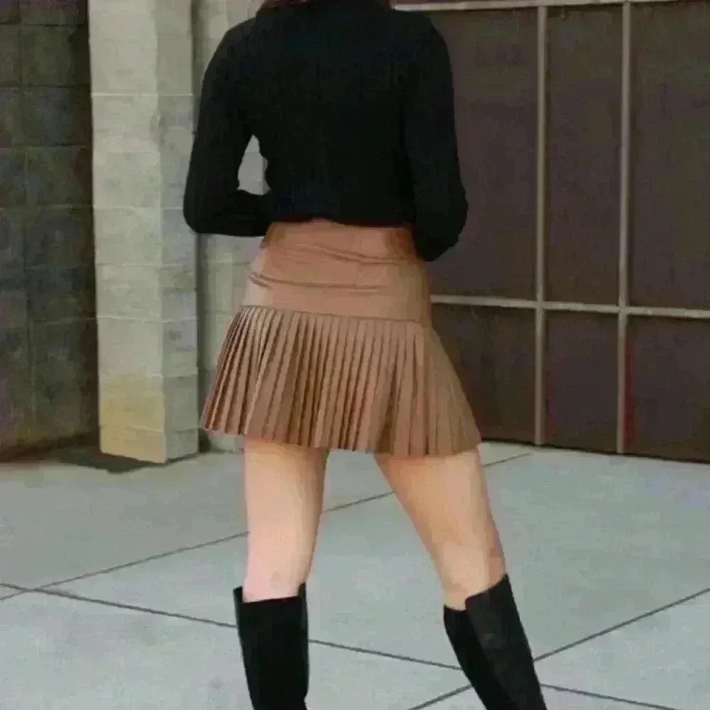 Pleated Vegan Leather Mini Skirt - Picture 5 of 15